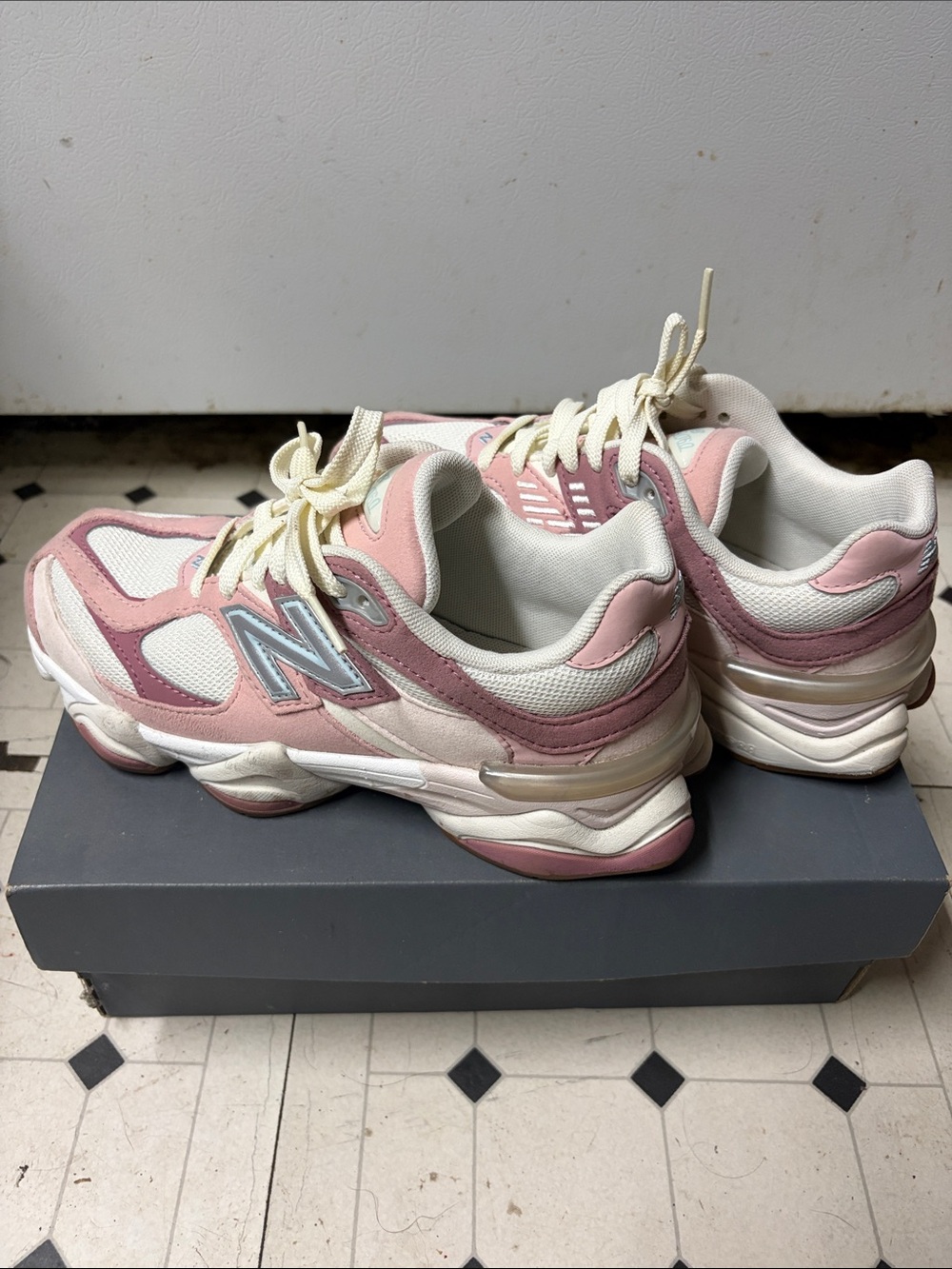 New Balance Women's Pink and Cream Retro Runner Sneakers